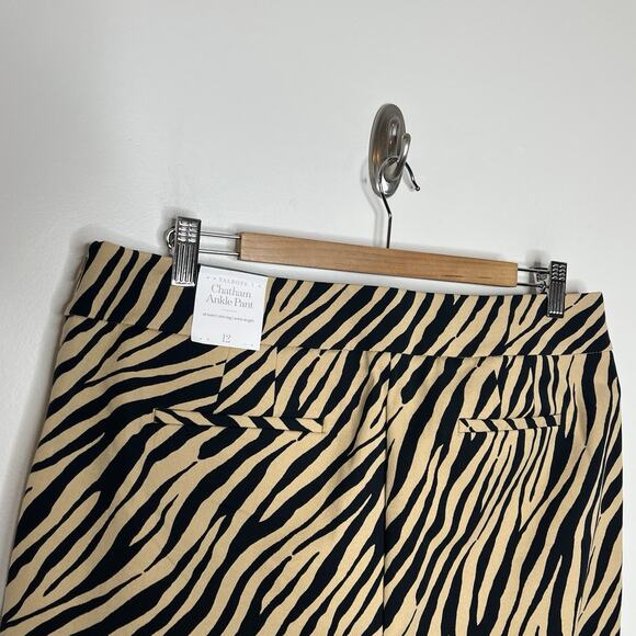 Talbots Tiger Striped Chatham Ankle Pants Tan Womens Size 12 Animal Print Office - Picture 5 of 7